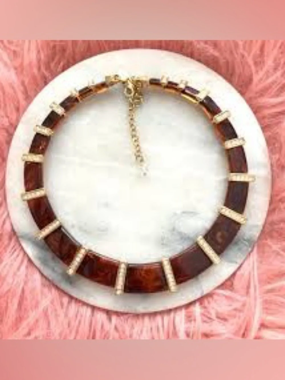Lia Sophia Brown Statement Collar Necklace with Silver Accents